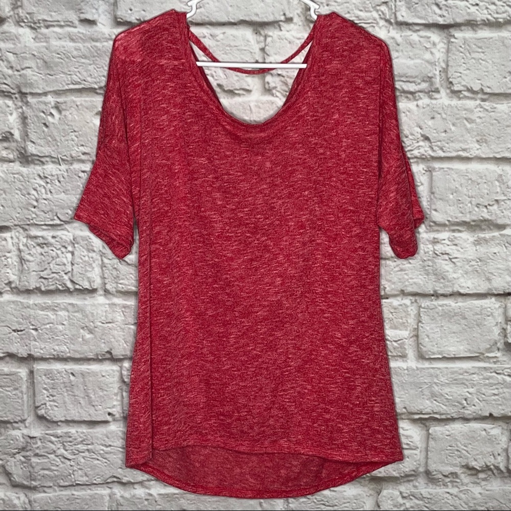 New York & Company Red Short Sleeve Blouse Top Size‎ medium